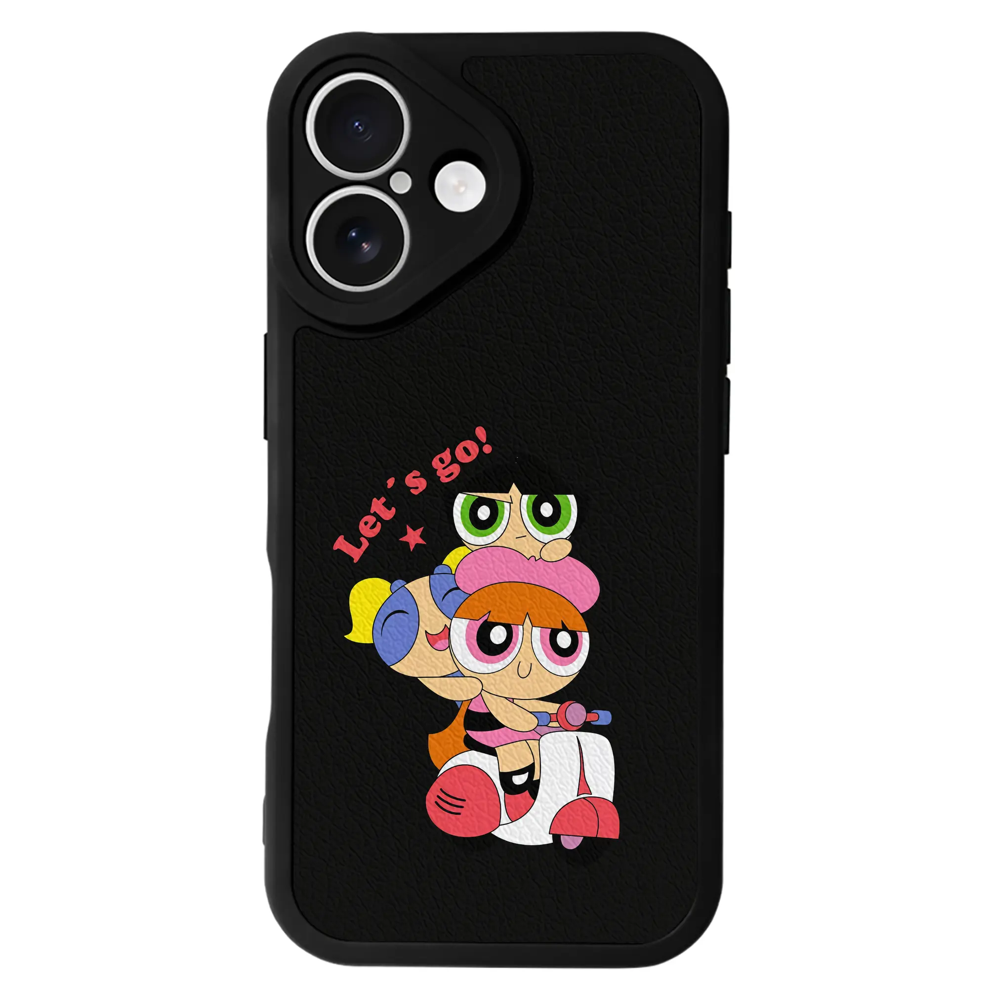 パワパフガールズ グッズ ブロッサム - IPhone 16シリーズ対応 ・ シリコンスマホケース ・ レザー調 ・ 高精度フィット ・ 耐衝撃 ・ ワイヤレス充電対応 ・ 精密カット